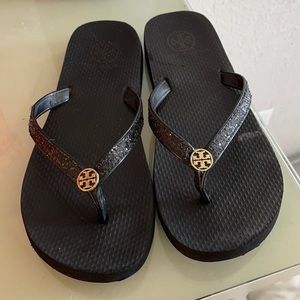Black Tory Burch flip flops